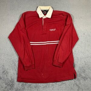 Vintage Guinness long-sleeved red and White rugby polo shirt Men’s XL  #1663
